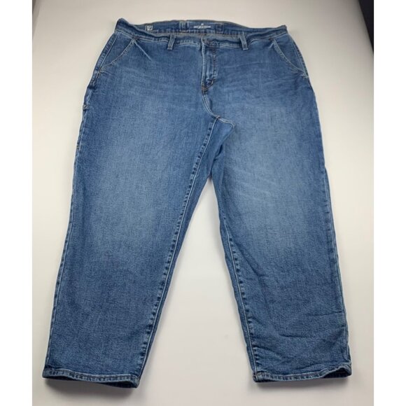 Old Navy Mary Jo Blue Denim Curvy Sky Hi Straight Leg Utility Jeans 20 - Picture 1 of 6